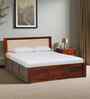 Narvik Sheesham Wood Queen Size Bed In Honey Oak  Finish With Box Storage