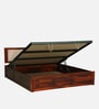 Narvik Sheesham Wood Queen Size Bed In Honey Oak  Finish With Hydraulic Storage