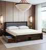 Narvik Sheesham Wood Queen Size Bed In Provincial Teak Finish With Drawer Storage