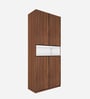 Natron 4 Door Shoe Cabinet In Walnut and Frosty White Finish