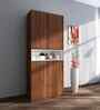 Natron 4 Door Shoe Cabinet In Walnut and Frosty White Finish