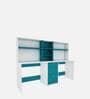Natsu Hutch Desk in Frosty White And Ocean Green Finish