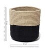(1Pc) Black & Beige Jute Handwoven Multipurpose Planter & Storage Basket