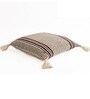 Natural & Maroon 100% Cotton Stripe Square 18X18 Inches Knitted Cushion Cover
