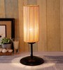 Natural  Bamboo  Shade Traditional Table Lamp With Black  Base