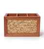 Natural Bamboo & Acacia Wood 3-Part Spoon & Cutlery Holder