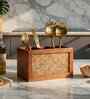 Natural Bamboo & Acacia Wood 3-Part Spoon & Cutlery Holder