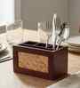 Natural Bamboo & Wood Cutlery Cum Napkin Holder