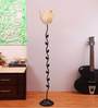 Natural Bamboo Shade Floor Lamp with Metal Base
