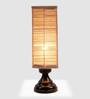 Natural Bamboo Shade Table Lamp with Metal Base