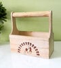 Natural Brown  Handpainted  Wood  Cutlery Holder