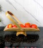 Natural Brown  Handpainted  Wood  Fruit Serving Basket