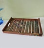 Natural Brown  Handpainted  Wood  Serving Tray