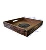 Natural Brown  Handpainted  Wood  Serving Tray
