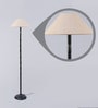White Fabric Shade Floor Lamp with Black Base