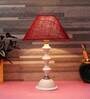 Natural Fiber Shade Table Lamp With White Base
