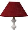 Natural Fiber Shade Table Lamp With White Base