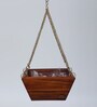 Natural Finish Pine Wood Angular Hanging Planter