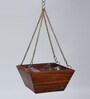 Natural Finish Pine Wood Angular Hanging Planter