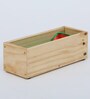 Natural Finish Pine Wood Rectangular Desk Pot