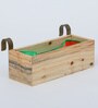 Natural Finish Pine Wood Rectangular Railing Planter