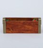 Natural Finish Pine Wood Rectangular Railing Planter