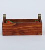 Natural Finish Pine Wood Rectangular Railing Planter