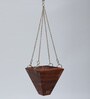 Natural Finish Pine Wood Triangular Hanging Planter