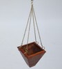 Natural Finish Pine Wood Triangular Hanging Planter