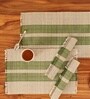 Natural Grass Handmade Heat Resistant  Olive Green & Off White 4 Seater Set of 4 (12x18inches) Table Placemats