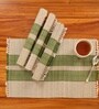 Natural Grass Handmade Heat Resistant  Olive Green & Off White 4 Seater Set of 4 (12x18inches) Table Placemats