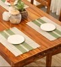 Natural Grass Handmade Heat Resistant  Olive Green & Off White 4 Seater Set of 4 (12x18inches) Table Placemats
