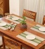 Natural Grass Handmade Heat Resistant  Olive Green & Off White 4 Seater Set of 4 (12x18inches) Table Placemats