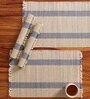 Natural Grass Handmade Heat Resistant  Powder Blue & Off White 4 Seater Set of 4 (12x18inches) Table Placemats