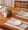 Natural Grass Handmade Heat Resistant  Powder Blue & Off White 4 Seater Set of 4 (12x18inches) Table Placemats