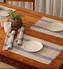 Natural Grass Handmade Heat Resistant  Powder Blue & Off White 4 Seater Set of 4 (12x18inches) Table Placemats