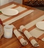 Natural Grass Handmade Heat Resistant  Rust & Off White 4 Seater Set of 4 (12x18inches) Table Placemats