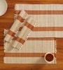 Natural Grass Handmade Heat Resistant  Rust & Off White 4 Seater Set of 4 (12x18inches) Table Placemats