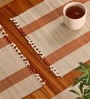 Natural Grass Handmade Heat Resistant  Rust & Off White 4 Seater Set of 4 (12x18inches) Table Placemats