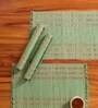 Natural Grass Handmade Heat Resistant Aqua Green & Beige 4 Seater Set of 4 (12x18inches) Table Placemats
