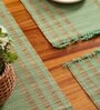 Natural Grass Handmade Heat Resistant Aqua Green & Beige 4 Seater Set of 4 (12x18inches) Table Placemats