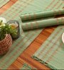 Natural Grass Handmade Heat Resistant Aqua Green & Beige 4 Seater Set of 4 (12x18inches) Table Placemats