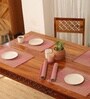 Natural Grass Handmade Heat Resistant Blush Pink & Beige  6 Seater Set of 6 (12x18inches) Table Placemats
