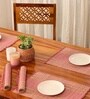 Natural Grass Handmade Heat Resistant Blush Pink & Beige  6 Seater Set of 6 (12x18inches) Table Placemats