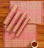 Natural Grass Handmade Heat Resistant Blush Pink & Beige 4 Seater Set of 4 (12x18inches) Table Placemats