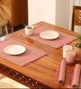 Natural Grass Handmade Heat Resistant Blush Pink & Beige 4 Seater Set of 4 (12x18inches) Table Placemats