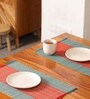 Natural Grass Handmade Heat Resistant Crystal Teal & Red 4 Seater Set of 4 (12x18inches) Table Placemats