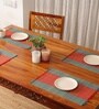 Natural Grass Handmade Heat Resistant Crystal Teal & Red 4 Seater Set of 4 (12x18inches) Table Placemats