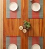 Natural Grass Handmade Heat Resistant Crystal Teal & Red 4 Seater Set of 4 (12x18inches) Table Placemats