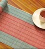 Natural Grass Handmade Heat Resistant Crystal Teal & Red 4 Seater Set of 4 (12x18inches) Table Placemats